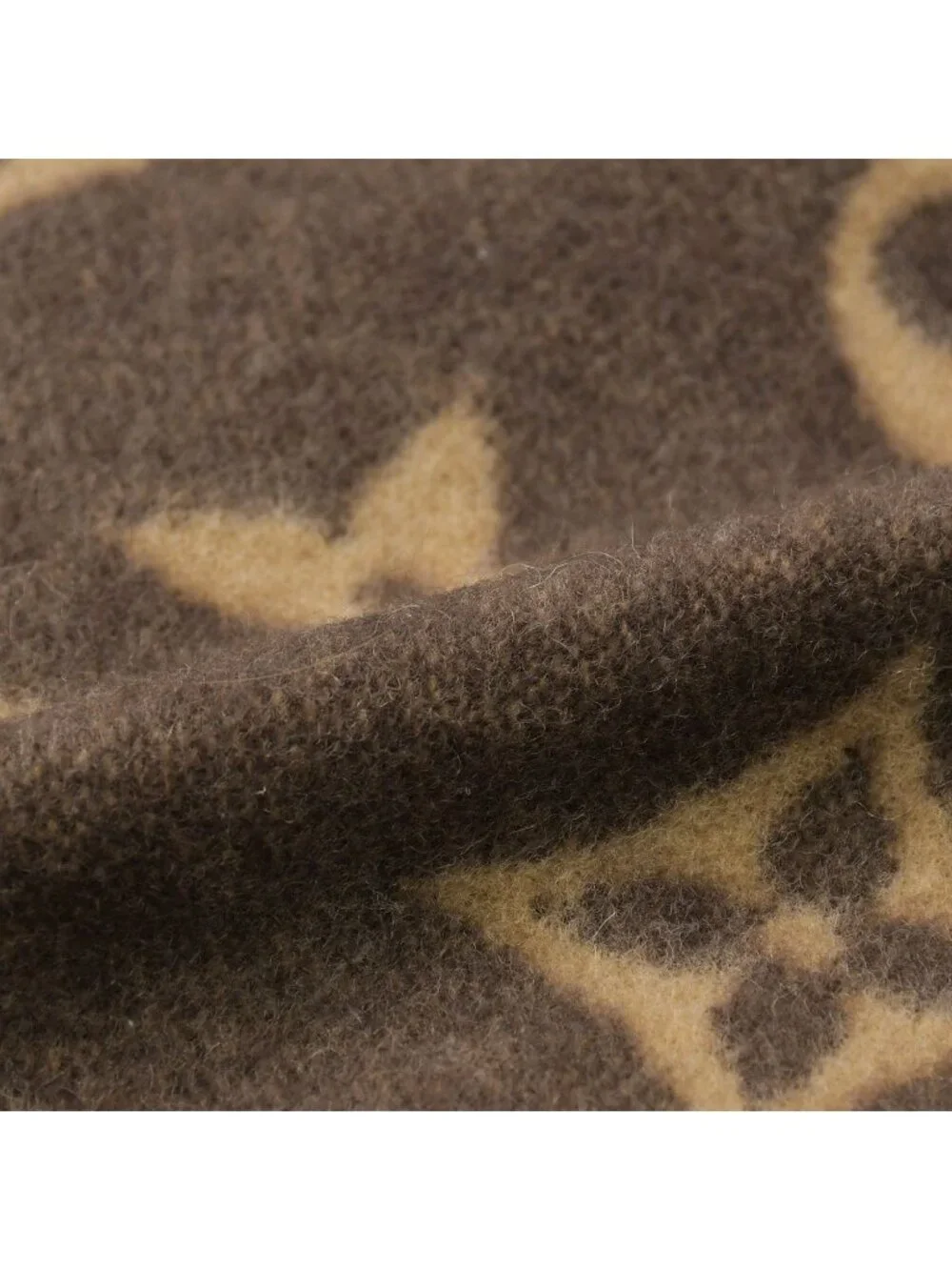 Louis Vuitton Plaid Neo Monogram Blanket Wool Cashmere Brown Beige